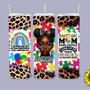 Autism Awareness Tumbler with Leopard Print